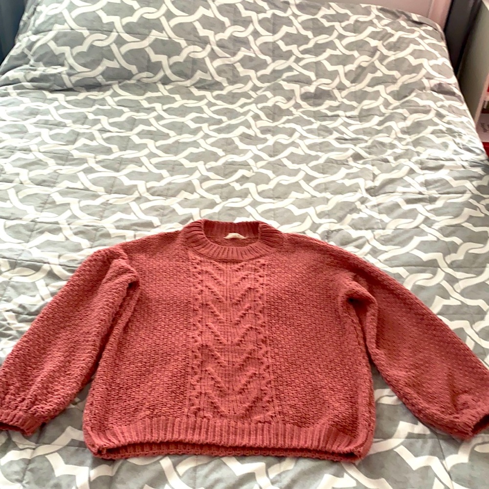 Pullover Sweater: Pink Solid Tops - Size Small